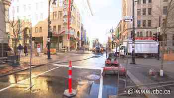 Construction barriers come down as Ste-Catherine Street revamp takes a pause