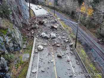 Traffic alert: Highway 7 near Hope still closed due to rock slide