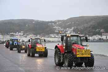 ‘Don’t bite the hand that feeds you,’ farmers warn PM as dozens of tractors descend on Welsh Labour conference