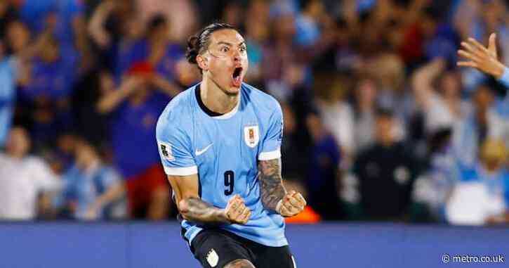 Darwin Nunez celebrates in face of former Liverpool rival during Uruguay win