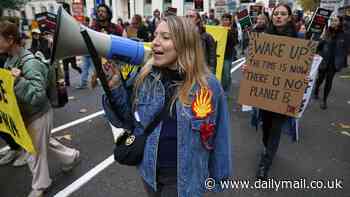 Activists demonstrating for Palestine and against climate change clash with pro-Israeli protesters on streets of London