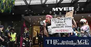 Pro-Palestine protesters gatecrash opening of Myer Christmas windows