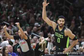 Tatum's 3-pointer at the buzzer in overtime gives the Celtics a 126-123 victory over the Raptors