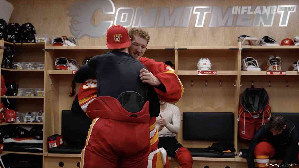 Wolf gets the game puck after his first-career shutout | Calgary Flames