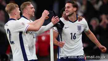 Taylor Harwood-Bellis scores on his England debut against future father-in-law Roy Keane's Republic of Ireland - with Man United legend watching on at Wembley during Nations League clash