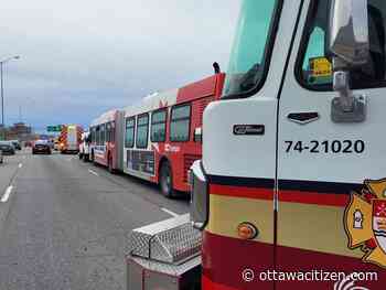 OC Transpo bus in three-vehicle crash on Queensway