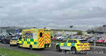 Updates as air ambulance at scene of car and bike crash which closed road