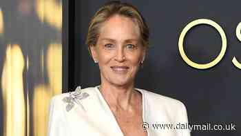 Sharon Stone, 66, is a vision in white as she attends the Governors Ball in Los Angeles