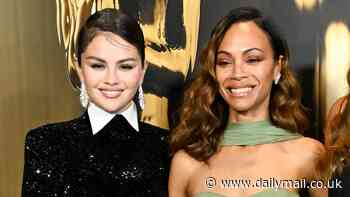 Selena Gomez covers up in a tuxedo dress while Emilia Perez costar Zoe Saldana shows skin at the Governors Awards