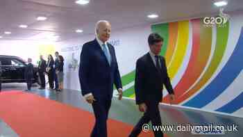 Bizarre moment Biden veers to the side on the red carpet at the G20 summit in Brazil