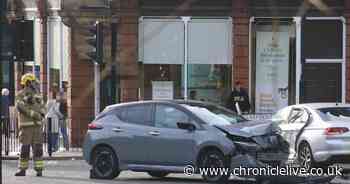 Police and firefighters sent to three-vehicle crash involving Uber in Newcastle city centre