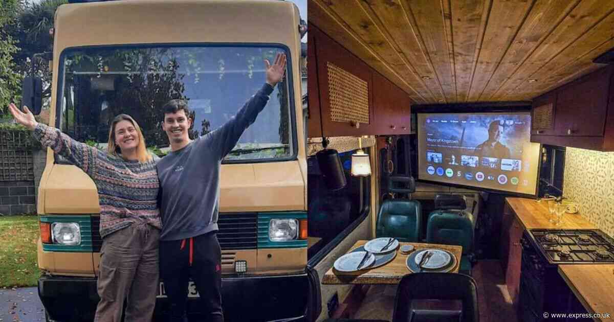 Couple quit jobs to spend £15k savings transforming school bus into luxury home on wheels