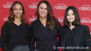 Selena Gomez joins Emilia Perez co-stars Zoe Saldana and Karla Sofia Gascon at SAG-AFTRA event