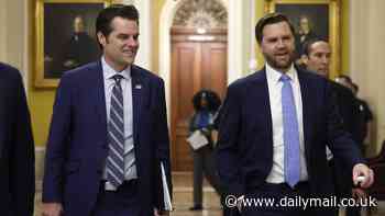 Matt Gaetz arrives with J.D. Vance on Capitol Hill with decision on releasing his 'underage sex' ethics report looming