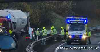 Video shows air ambulance circling above major A34 crash