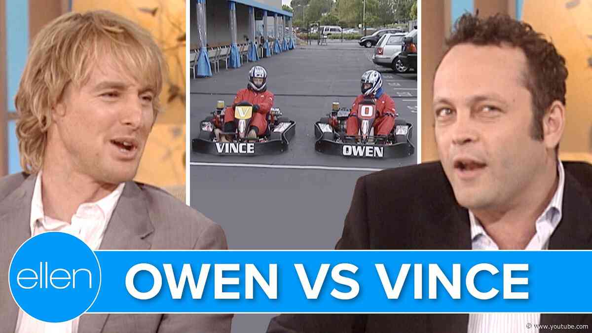 Vince Vaughn and Owen Wilson Compete in a Go-Kart Race