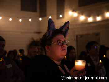 Transgender community gathers in remembrance, opposition to Alberta legislation