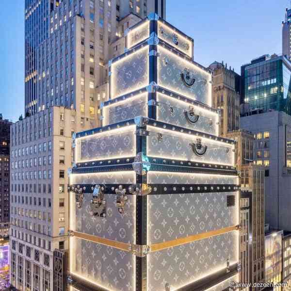 Dezeen Agenda features Louis Vuitton's NYC store disguised as stacked luggage trunks