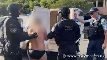 Man is arrested in only his underwear over alleged 'dial-a-dealer' kidnapping plot in Sydney