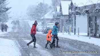 Snow and ice shuts schools as Storm Bert to hit tonight with new 70mph gale warnings - as Brits warned to stockpile essentials like medicine, drinking water and torch batteries