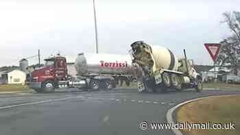 Heart-stopping moment cement mixer nearly hits fuel truck in Delaware