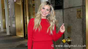 Candace Cameron Bure wears all red as she promotes her new film Home Sweet Christmas in NYC