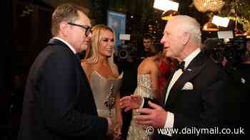 Amanda Holden is in fits of giggles as she animatedly chats to King Charles with Alan Carr after hosting the Royal Variety Performance