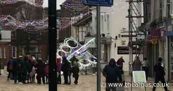 Town's Christmas tree falls down amid high winds