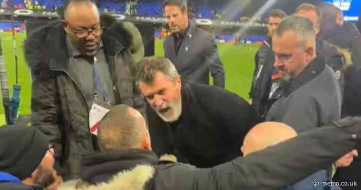 Roy Keane clashes with Ipswich Town fan after Manchester United draw