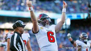 Bucs QB Baker Mayfield mocks Tommy DeVito after diving TD