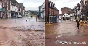 Horror moment Tenbury Wells market town is flooded as Storm Bert unleashes its fury