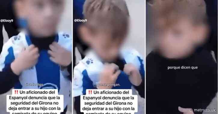 Outrage as five-year-old football fan is forced to remove shirt before match