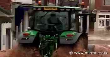 Tenbury Wells tractor driver arrested after 'video showed him ploughing through flooded streets'