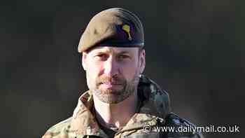 Prince William marvels at high-tech drones and shoots a sniper rifle as he joins Welsh Guards in Salisbury