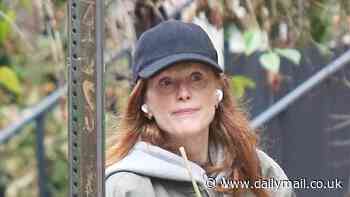 Julianne Moore, 62, flaunts her flawless complexion as she goes make-up free in New York City