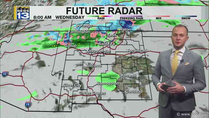 Mountain snow, light rain moves into New Mexico Wednesday