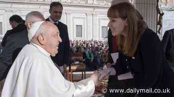 It's Vatic-Ange! Rayner rubs shoulders with Pope Francis in Rome as Deputy PM hails the Holy See for 'building bridges of dialogue among faiths'