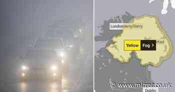 Met Office warns thick fog could linger all day as temperatures plunge to 1C