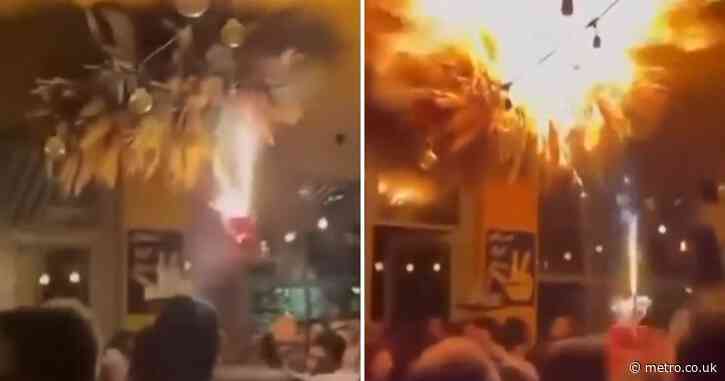 Multiple people hurt after birthday cake sparklers cause huge bar fire