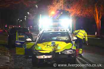 Police car badly damaged in crash