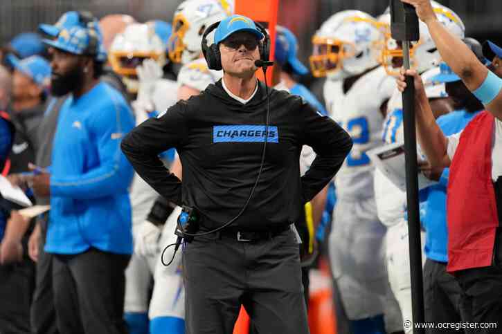 Chargers coach Jim Harbaugh blames himself for botched fake punt against the Falcons