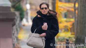 Katie Holmes keeps warm in a fuzzy brown teddy coat on solo outing in New York City