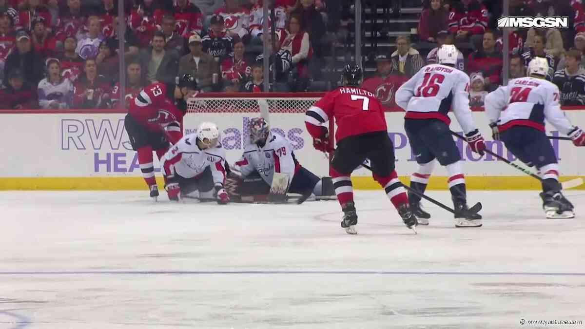 Jesper Bratt scores a goal against the Washington Capitals