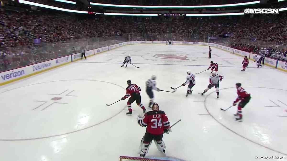 Jakob Chychrun scores a powerplay goal against the New Jersey Devils