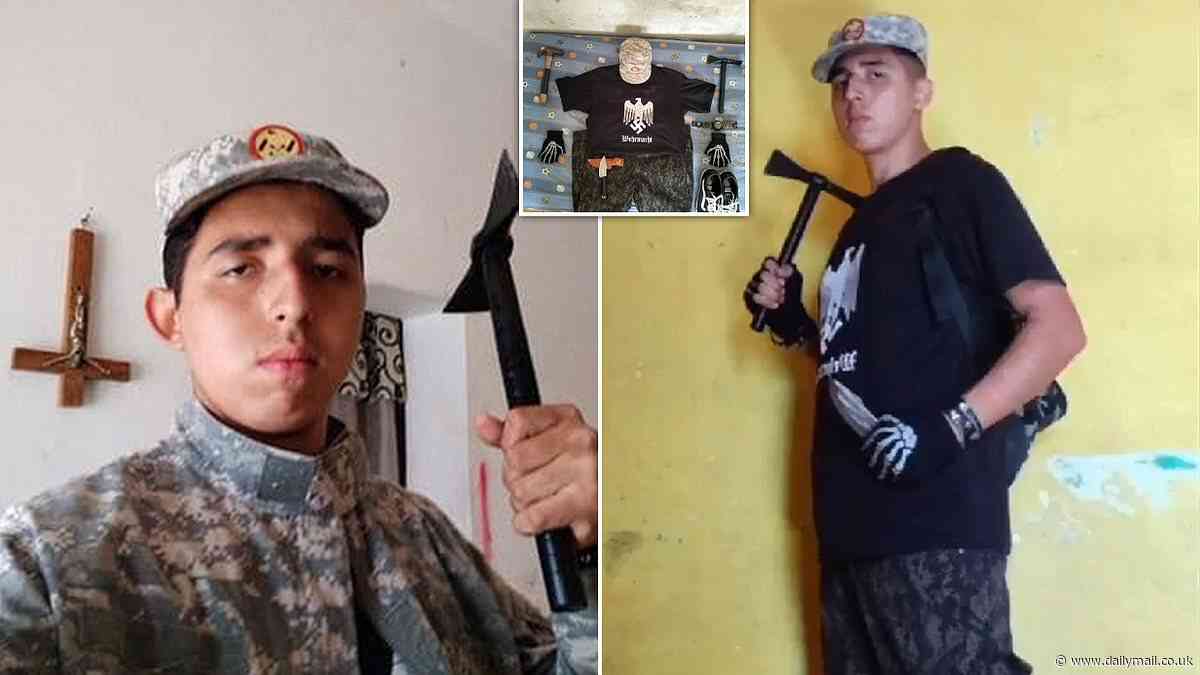 Hammer-wielding 'Nazi teen' wearing swastika shirt livestreams attack on classmates at Mexican high school