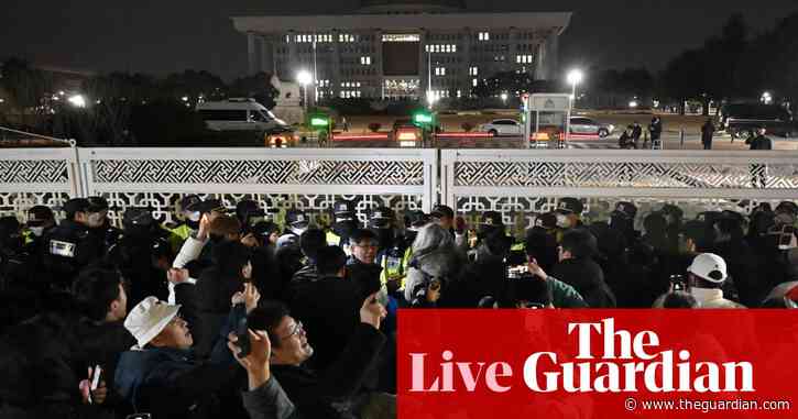 South Korean president Yoon Suk Yeol says he will lift martial law hours after imposing it – live