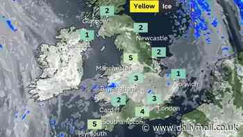 Sub-zero temperatures freeze the UK and London falls to 1C as map shows more warnings for snow and ice - but a storm could hit this week