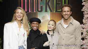 Blake Lively and husband Ryan Reynolds tower over Ariana Grande and Cynthia Erivo at Wicked screening