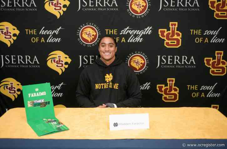 JSerra linebacker Madden Faraimo signs with Notre Dame on National Signing Day