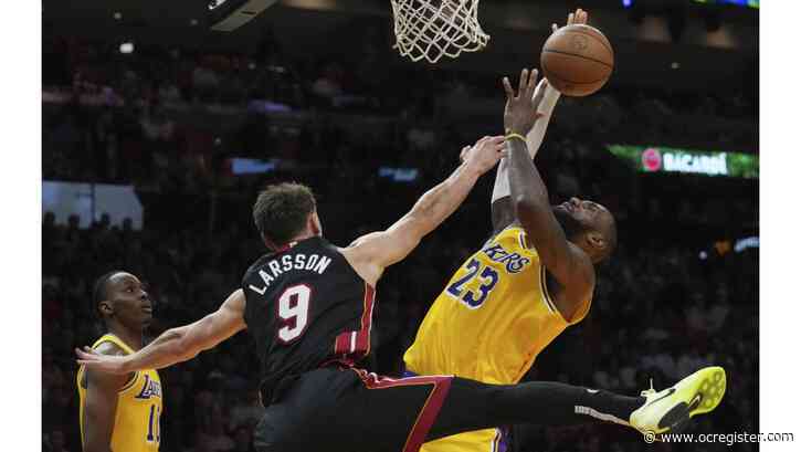 Lakers’ downward spiral continues with 41-point loss to Heat